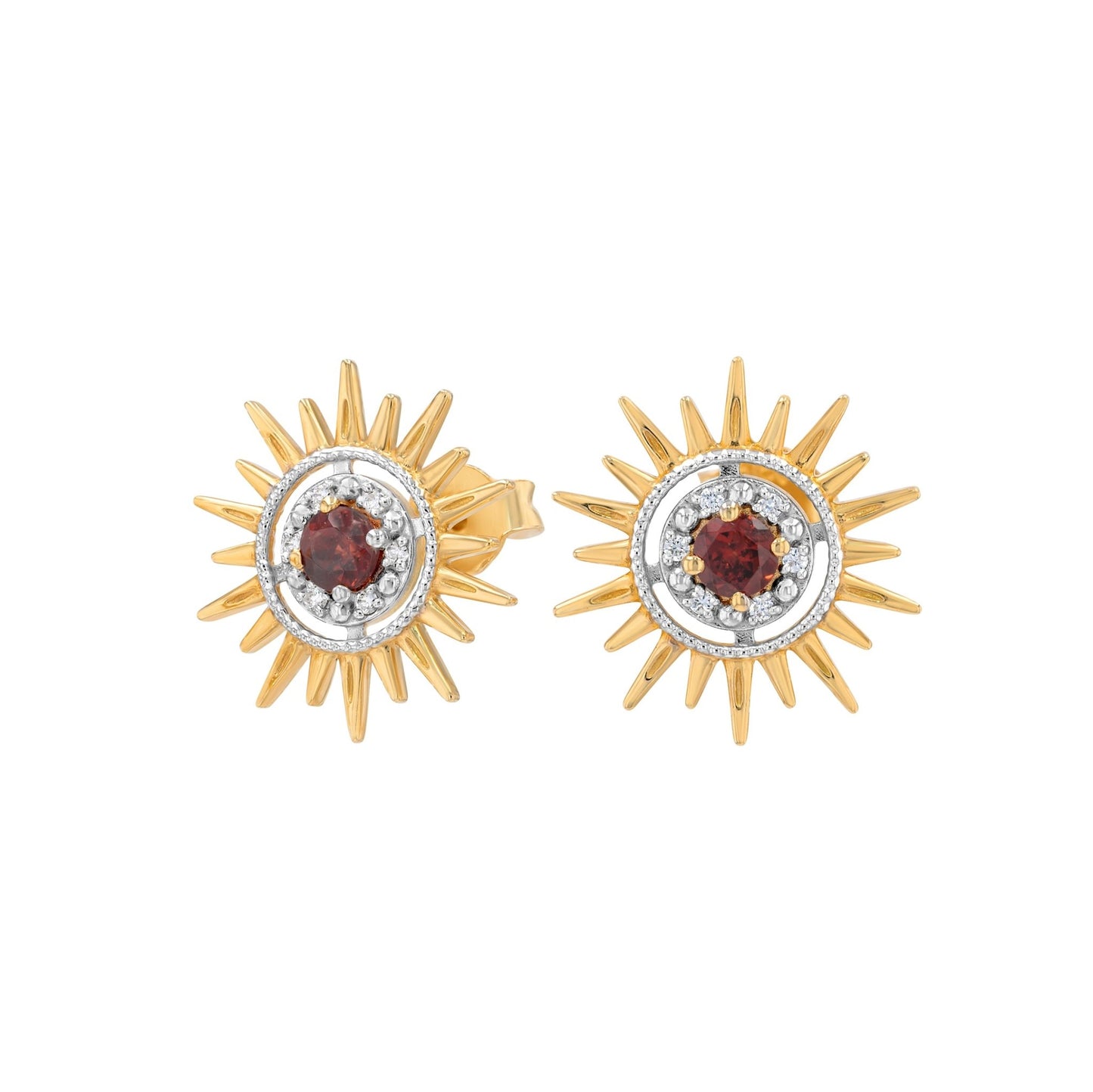 Aurore Earrings in Diamond and Garnet - 18k Gold - Lynor