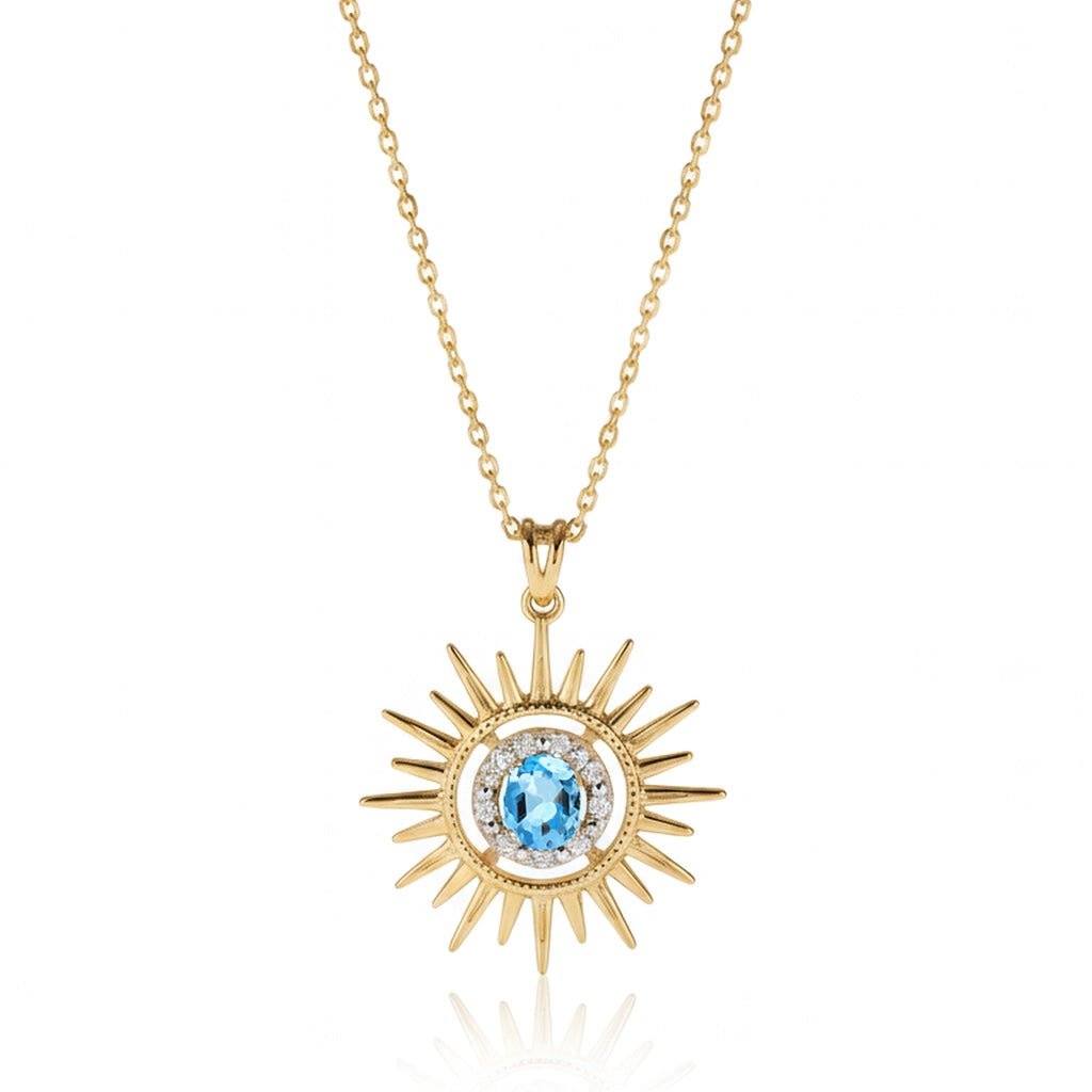 Aurore Sun Necklace in Diamond and Topaz - 18k Gold - Lynor