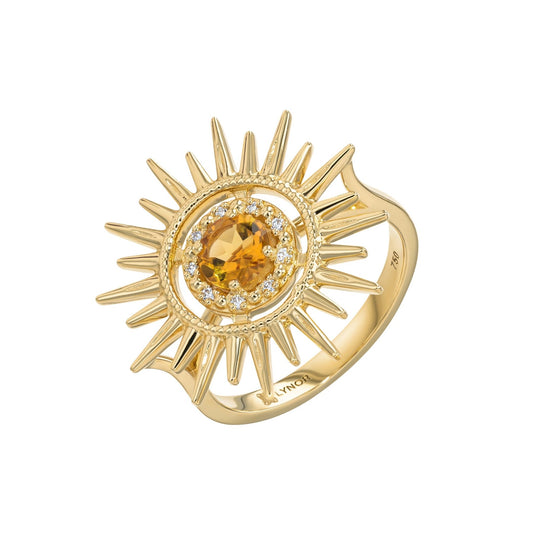 Aurore Sun Ring in Diamond and Citrine - 18k Gold - Lynor
