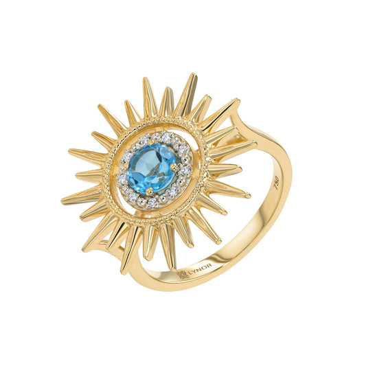 Aurore Sun Ring in Diamond and Topaz - 18k Gold - Lynor