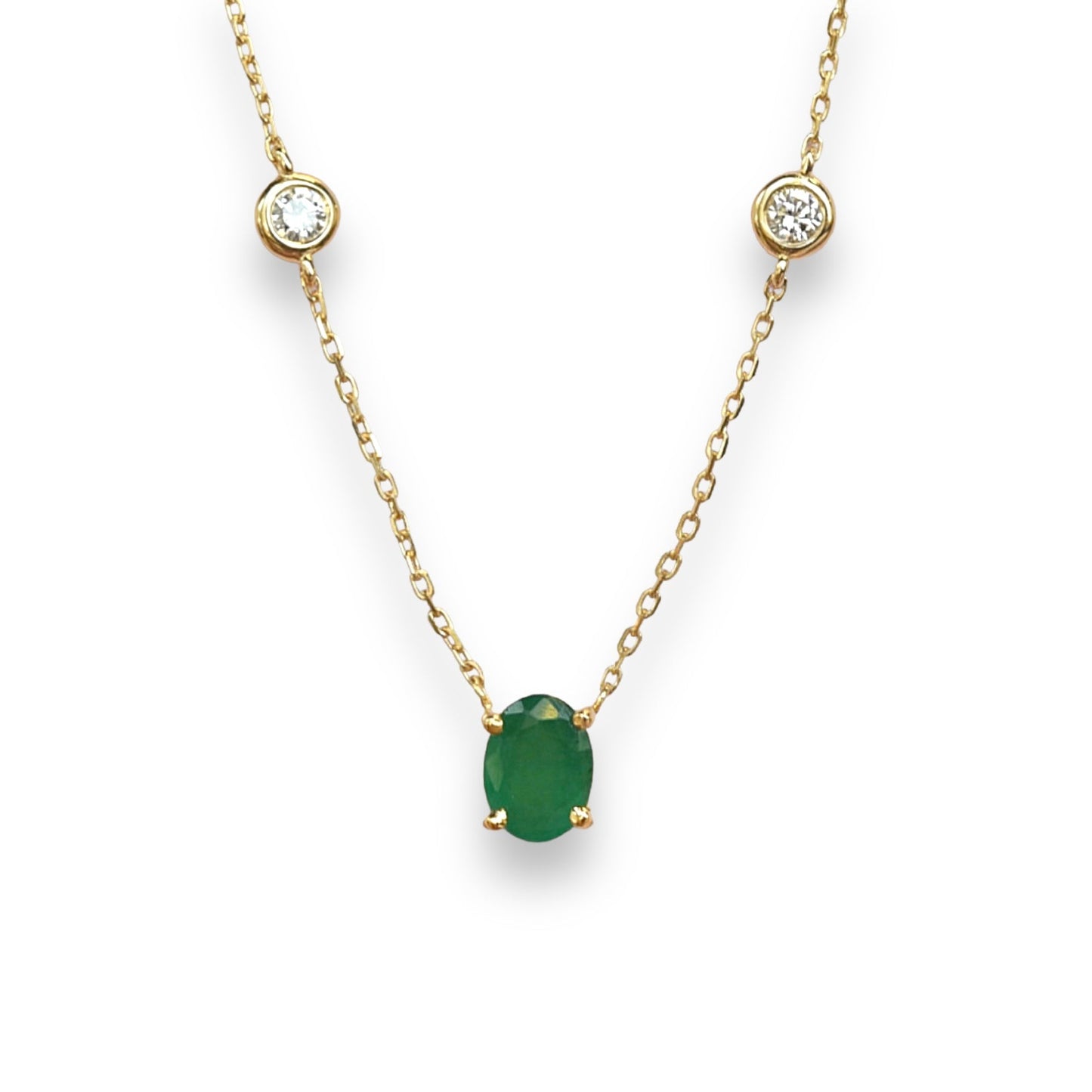 Avery Necklace in Diamond and Emerald - 18k Gold - Lynor