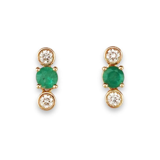 Avril Earrings in Diamond and Emerald - 18k Gold - Lynor