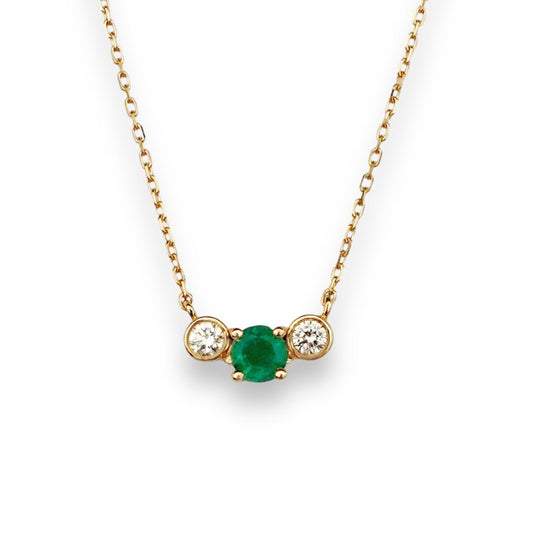 Avril Necklace in Diamond and Emerald - 18k Gold - Lynor