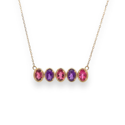 Bailey Necklace in Amethyst & Pink Topaz - 18k Gold - Lynor