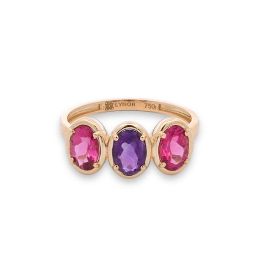 Bailey Ring in Amethyst & Pink Topaz - 18k Gold - Lynor