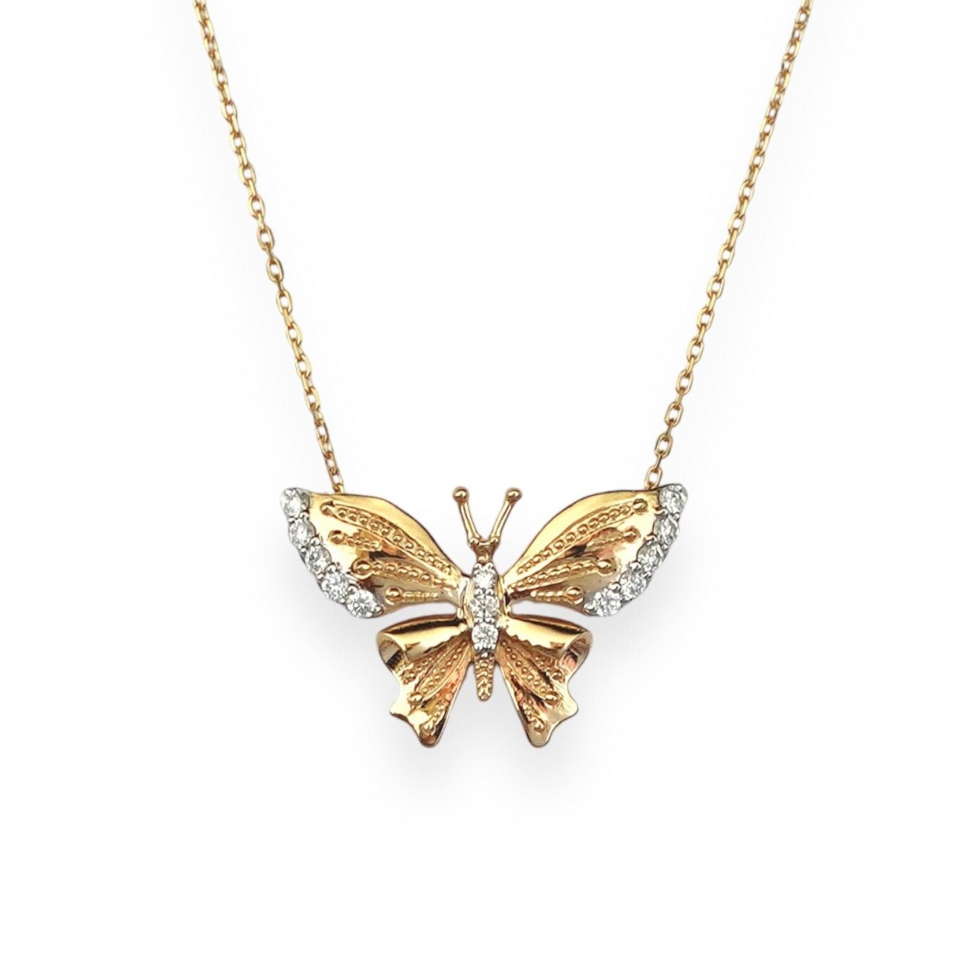 Butterfly Necklace in Diamond - 18k Gold - Lynor