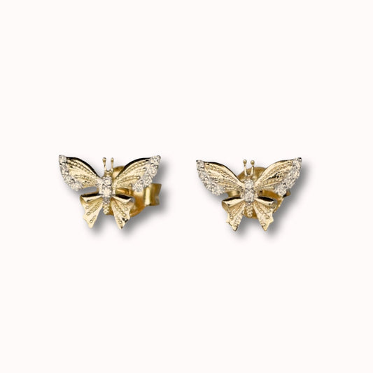 Butterfly Stud Earrings in Diamond - 18k Gold - Lynor