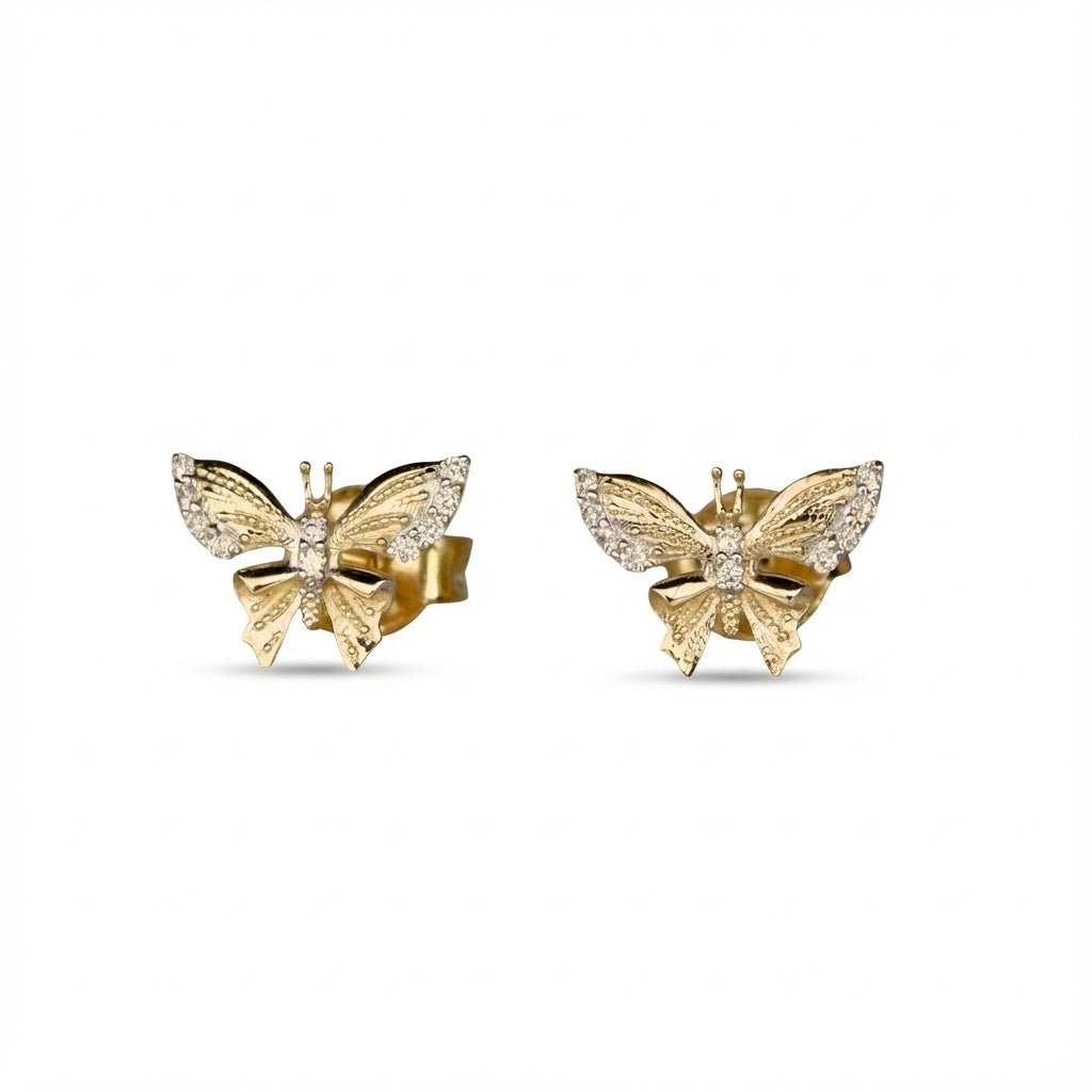 Butterfly Stud Earrings in Diamond - 18k Gold - Lynor