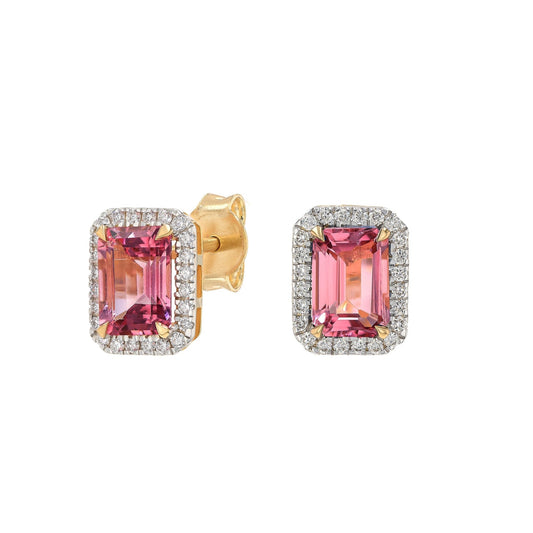 Celeste Earrings in Diamond and Pink Tourmaline - 18k Gold - Lynor