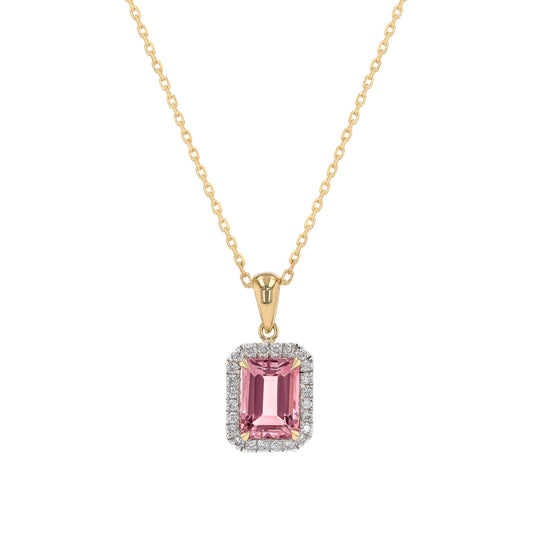 Celeste Necklace in Diamond and Pink Tourmaline - 18k Gold - Lynor