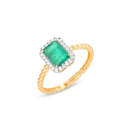 Celeste Ring in Diamond and Emerald - 18k Gold - Lynor