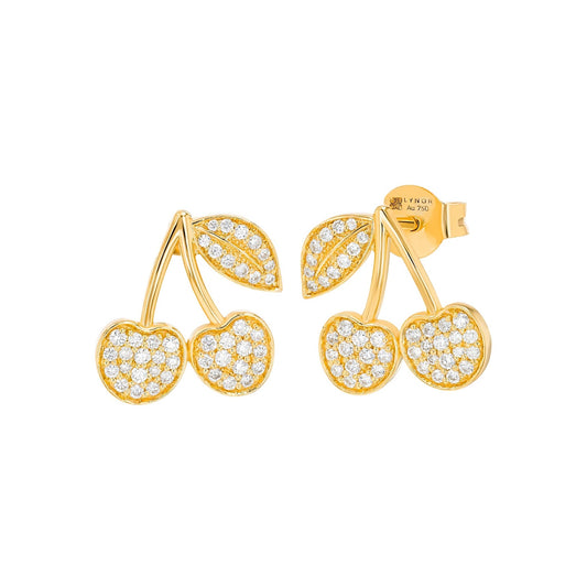 Cherry Earrings in Diamond - 18k Gold - Lynor