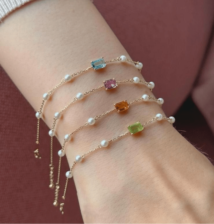 Ciel Bracelet in Diamond and Pink Sapphire - 18k Gold - Lynor