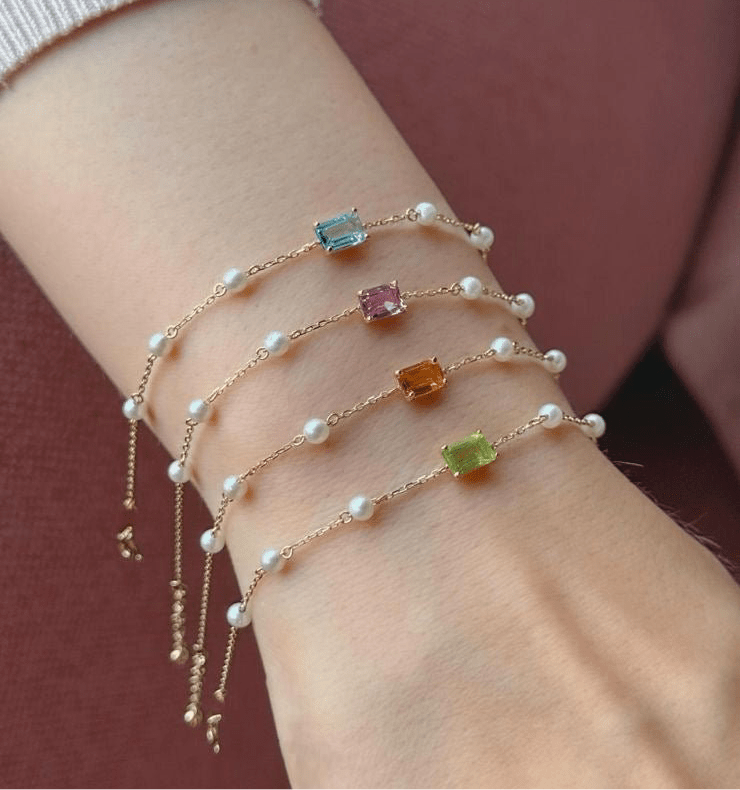 Ciel Bracelet in Diamond and Topaz - 18k Gold - Lynor