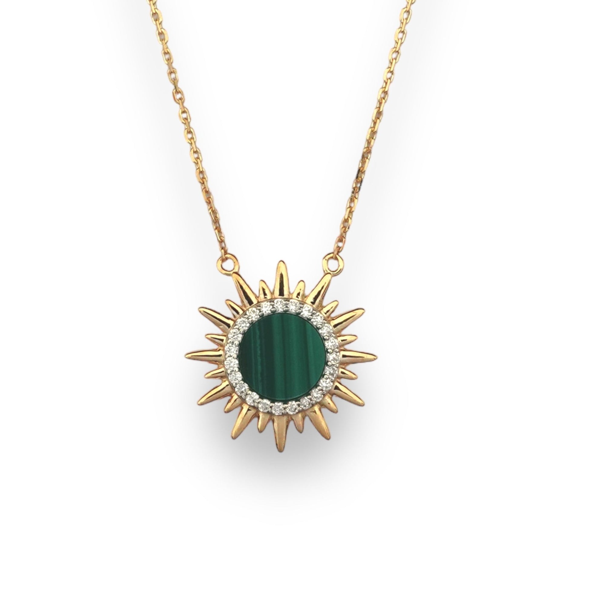 Clara Necklace in Diamond and Malachite - 18k Gold - Lynor