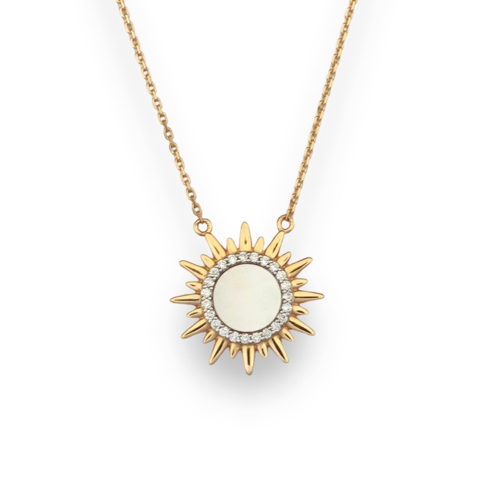 Clara Necklace in Diamond and Mother of Pearl - 18k Gold - Lynor