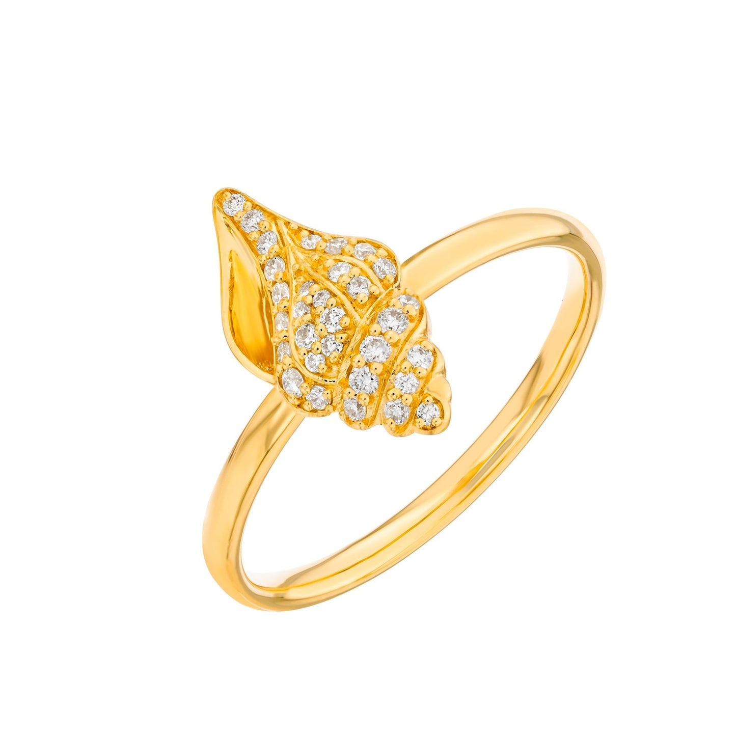 Conch Shell Ring in Diamond - 18k Gold - Lynor