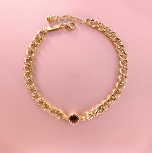 Curb Bracelet in Garnet - 18k Gold - Lynor