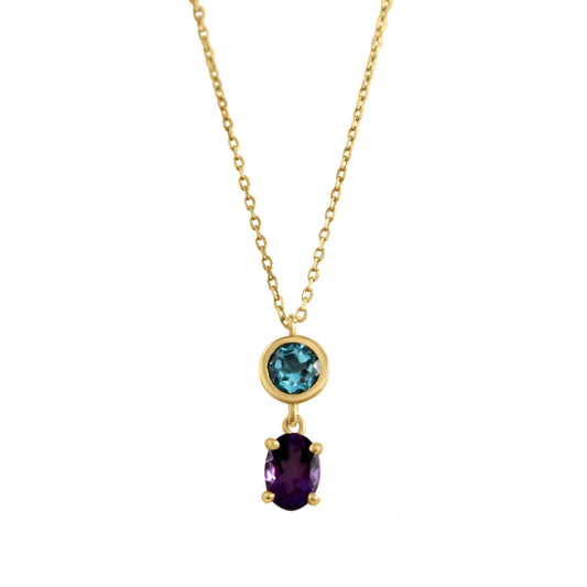 Demi Necklace in Topaz and Amethyst - 18k Gold - Lynor