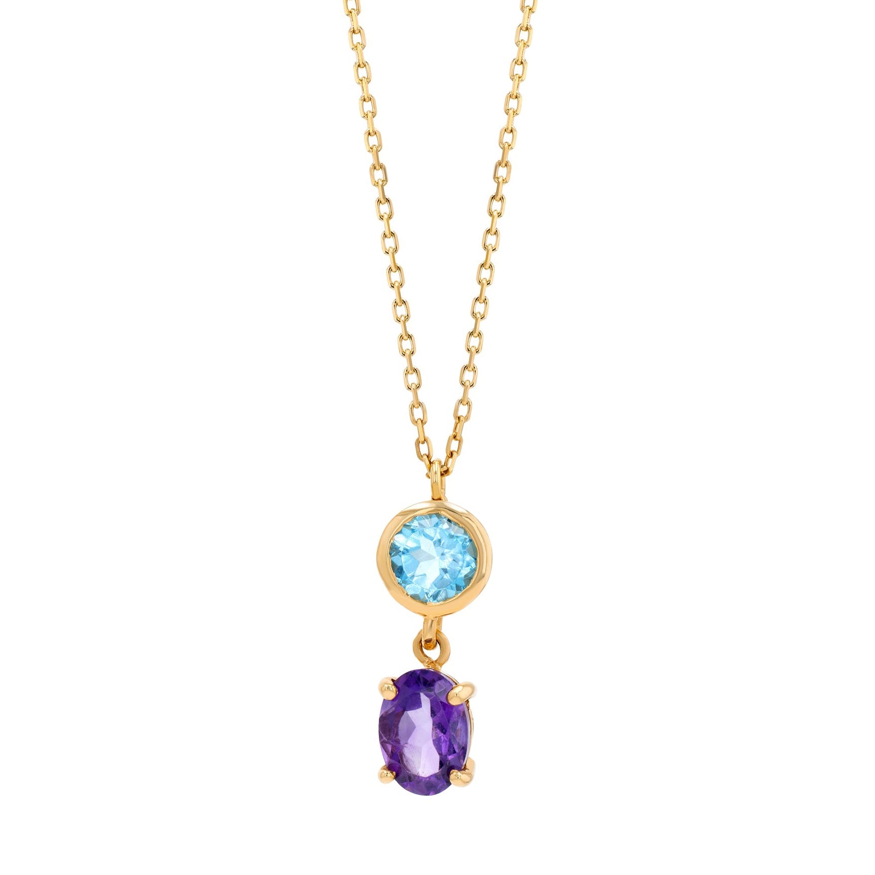 Demi Necklace in Topaz and Amethyst - 18k Gold - Lynor
