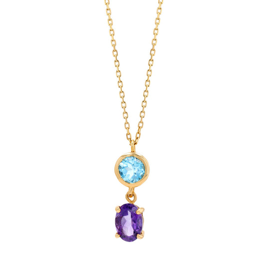 Demi Necklace in Topaz and Amethyst - 18k Gold - Lynor