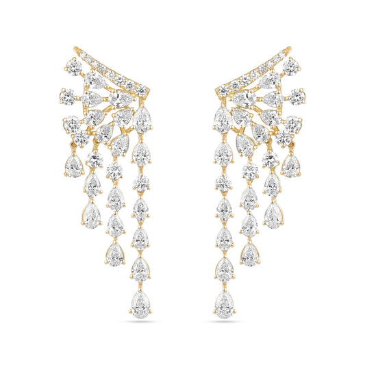 Diamond Cascade Earrings - 18k Gold - Lynor