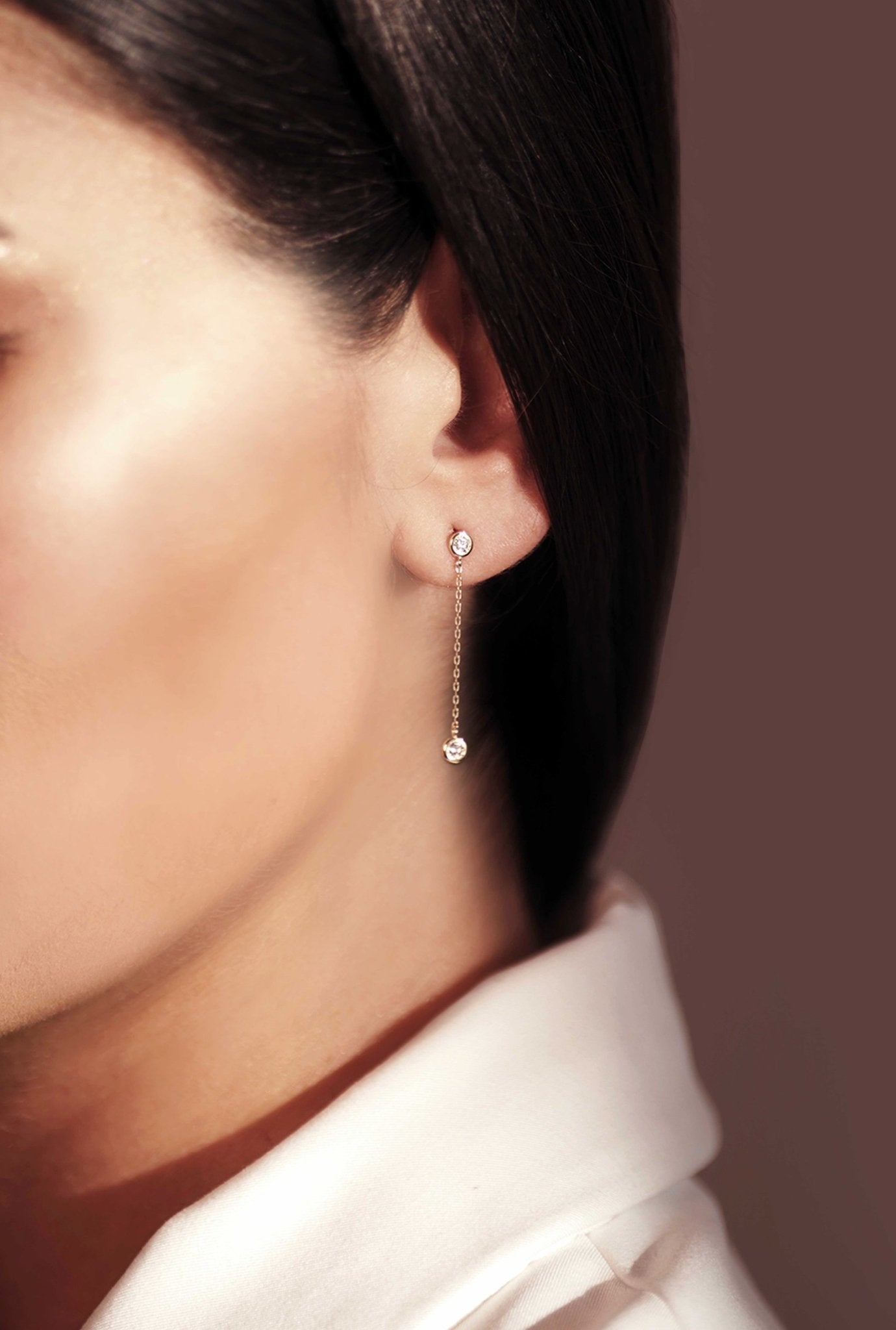 Diamond Drop Earrings - 18k Gold - Lynor