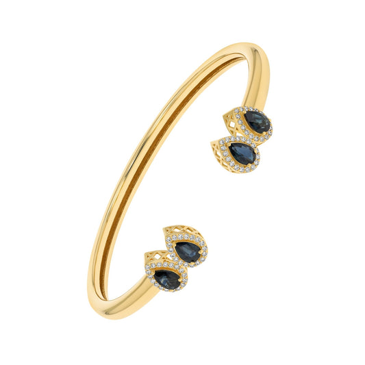 Double Pear Bangle in Diamond and Sapphire - 18k Gold - Lynor