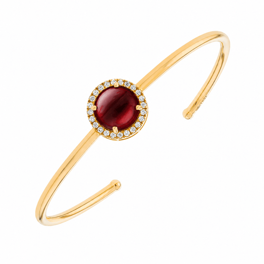 Elira Bangle in Diamond and Garnet - 18k Gold - Lynor
