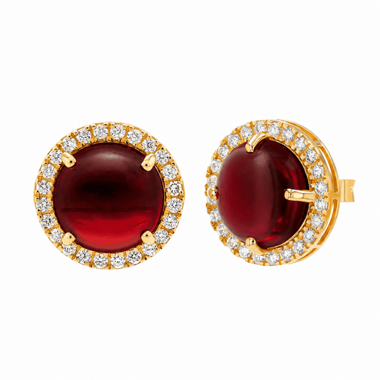 Elira Earrings in Diamond and Garnet - 18k Gold - Lynor