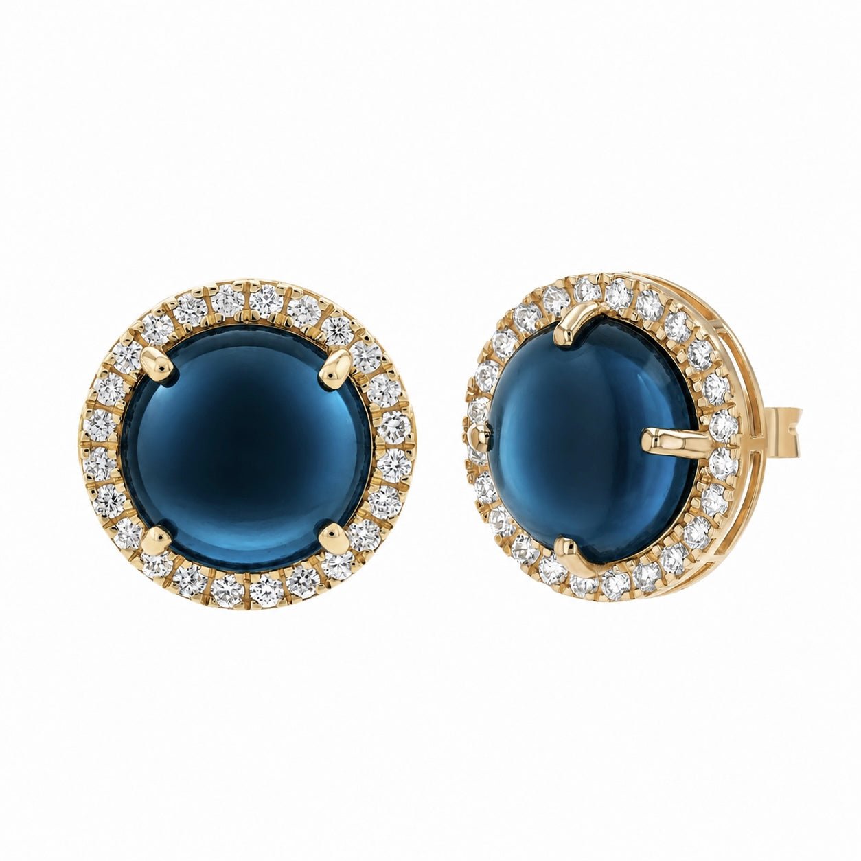 Elira Earrings in Diamond and London - Blue Topaz - 18k Gold - Lynor