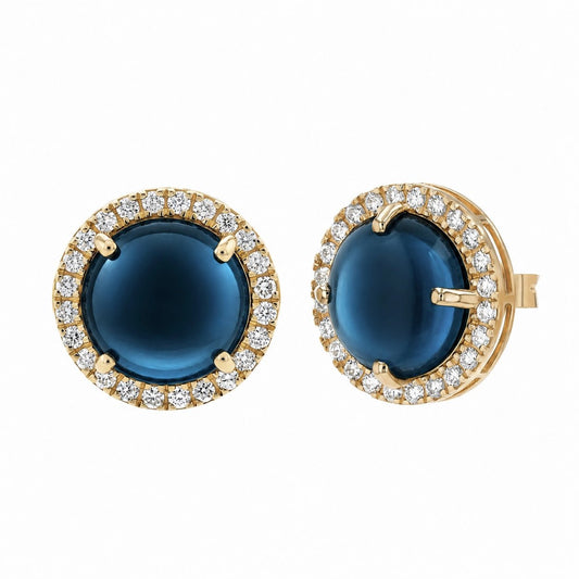 Elira Earrings in Diamond and London - Blue Topaz - 18k Gold - Lynor