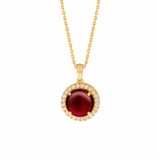 Elira Necklace in Diamond and Garnet - 18k Gold - Lynor