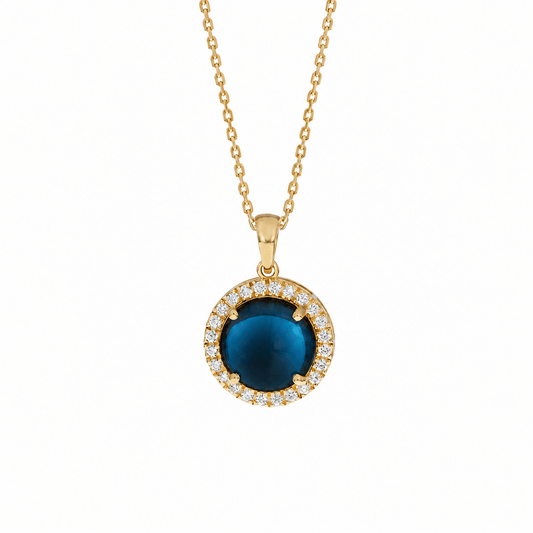 Elira Necklace in Diamond and London - Blue Topaz - 18k Gold - Lynor