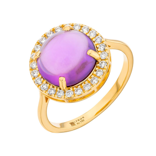 Elira Ring in Diamond and Amethyst - 18k Gold - Lynor