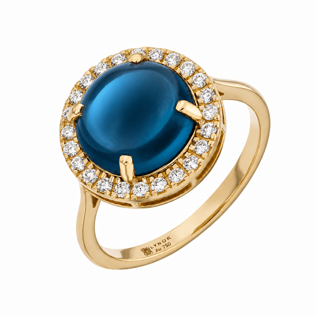 Elira Ring in Diamond and London - Blue Topaz - 18k Gold - Lynor