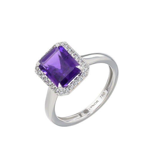 Ellis Ring in Diamond and Amethyst - 18k Gold - Lynor