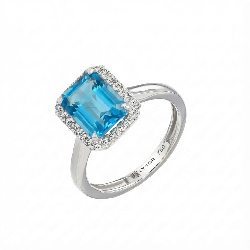 Ellis Ring in Diamond and Topaz - 18k Gold - Lynor