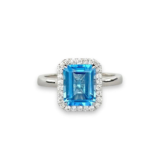 Ellis Ring in Diamond and Topaz - 18k Gold - Lynor