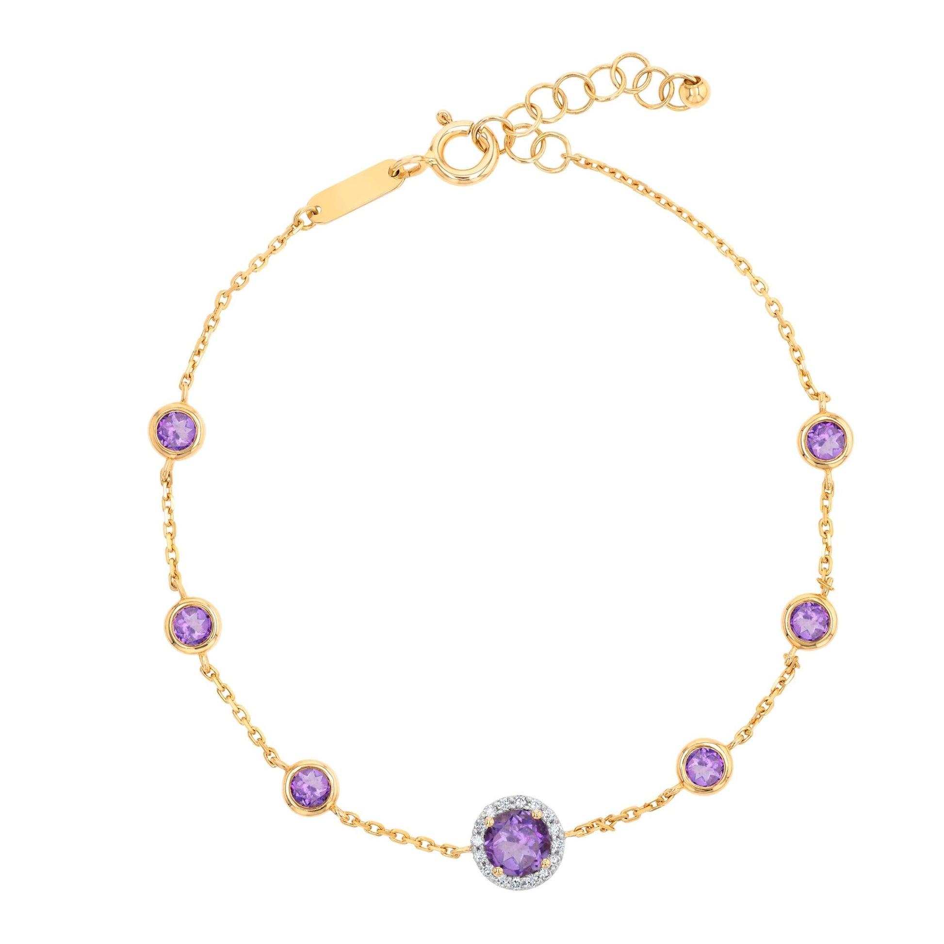Elona Bracelet in Diamond and Amethyst - 18k Gold - Lynor