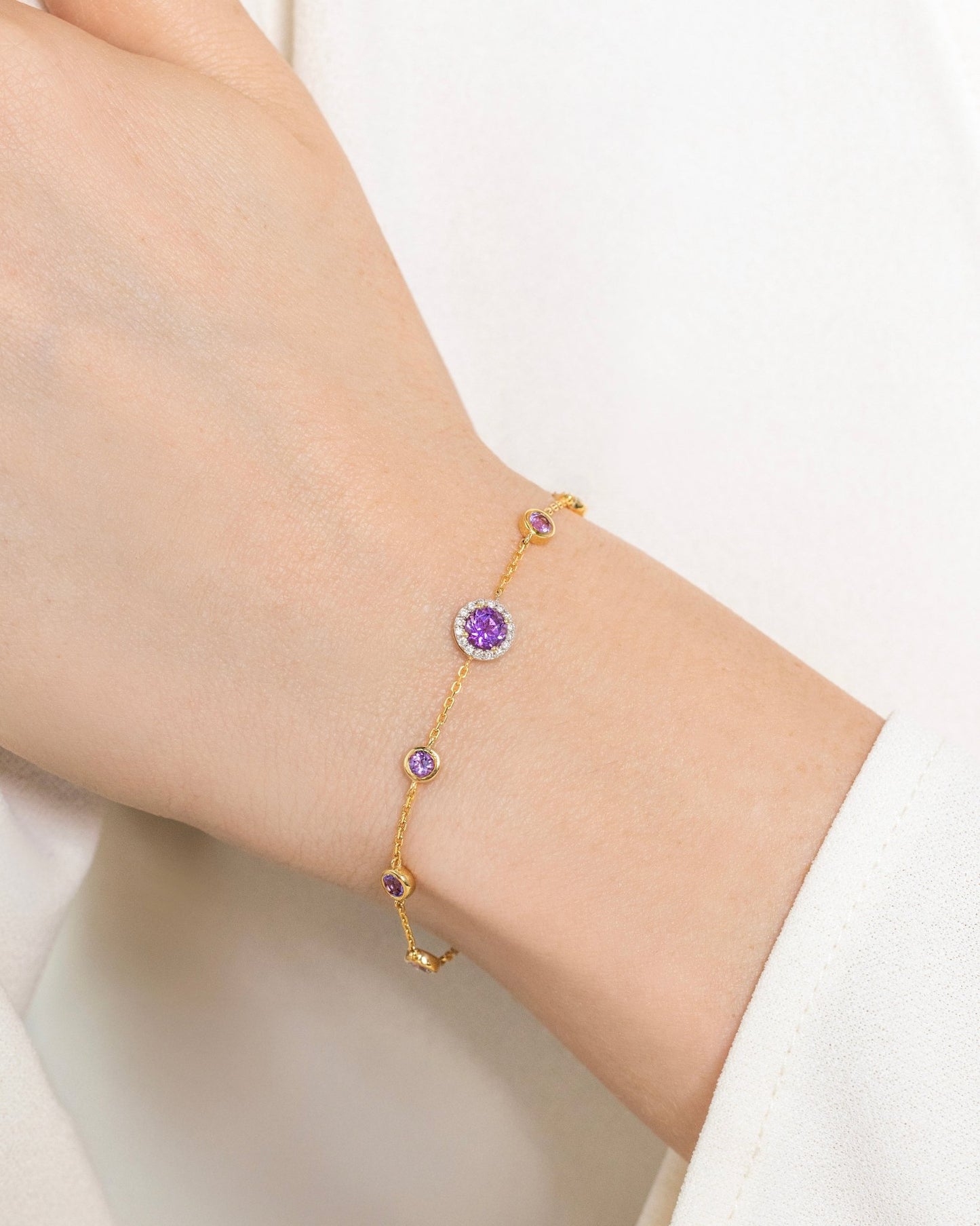 Elona Bracelet in Diamond and Amethyst - 18k Gold - Lynor