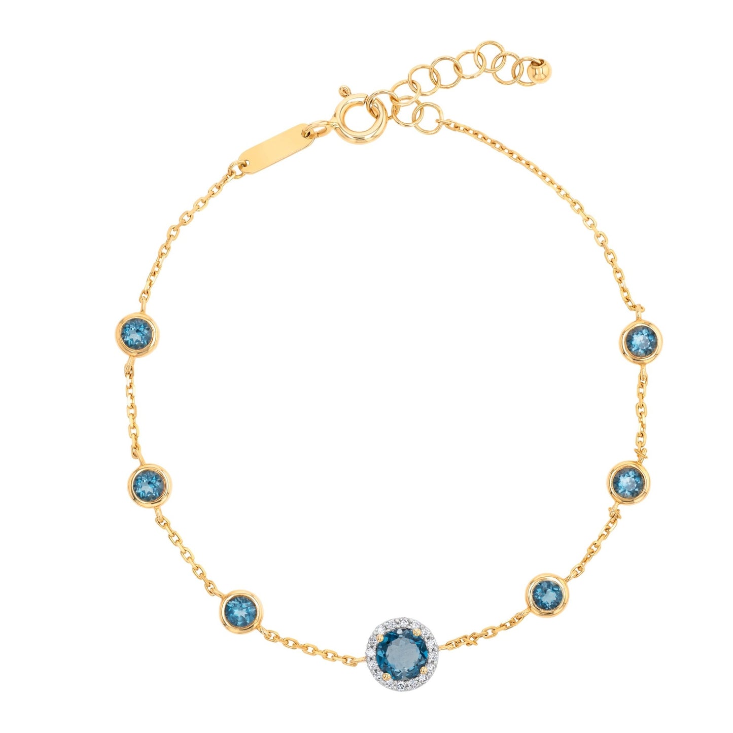 Elona Bracelet in Diamond and Topaz - 18k Gold - Lynor