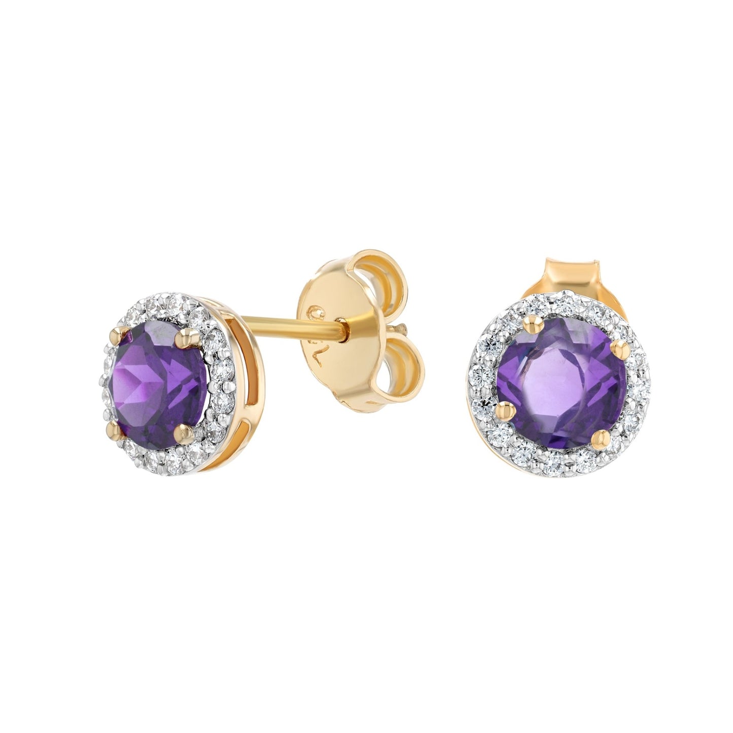Elona Earrings in Diamond and Amethyst - 18k Gold - Lynor
