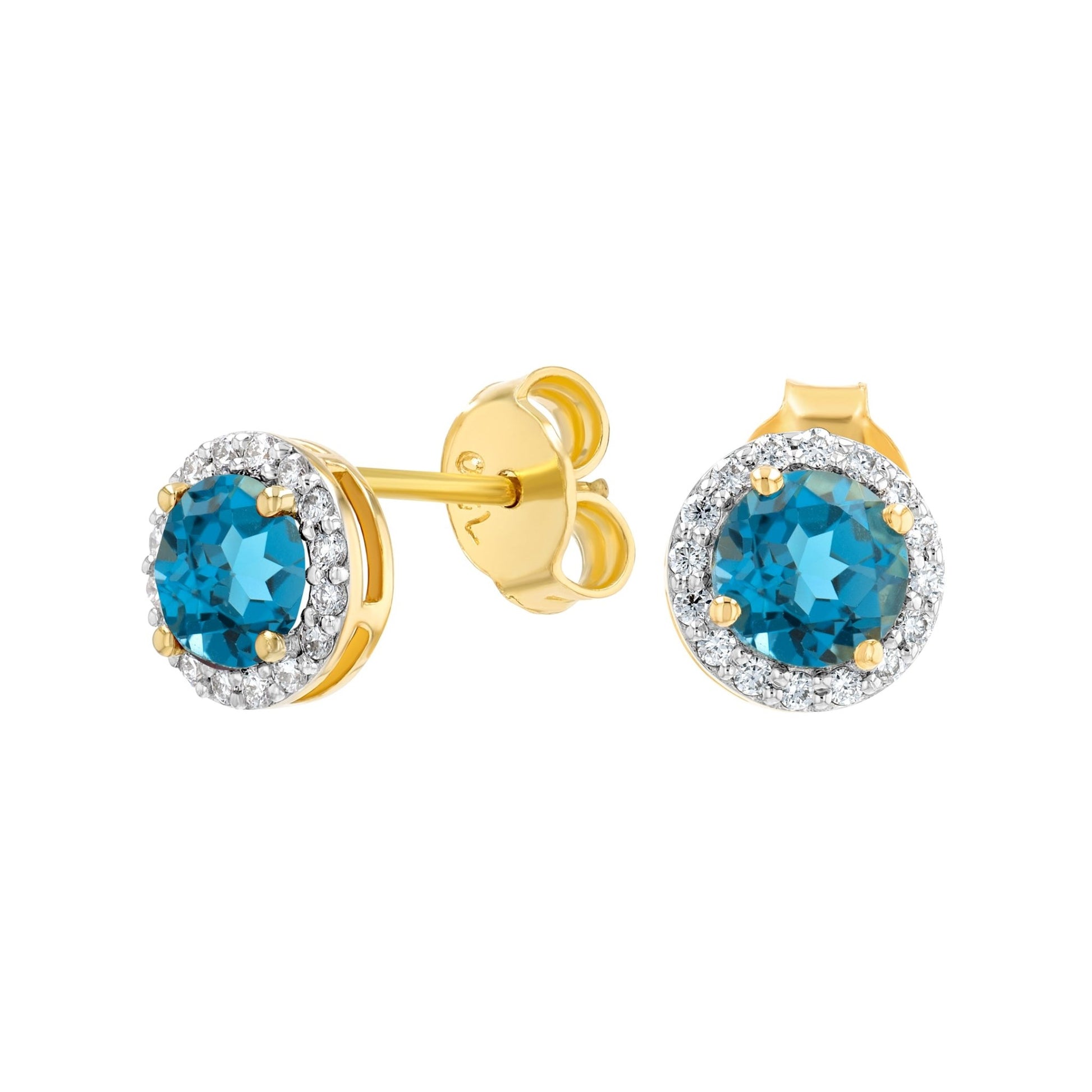 Elona Earrings in Diamond and Topaz - 18k Gold - Lynor