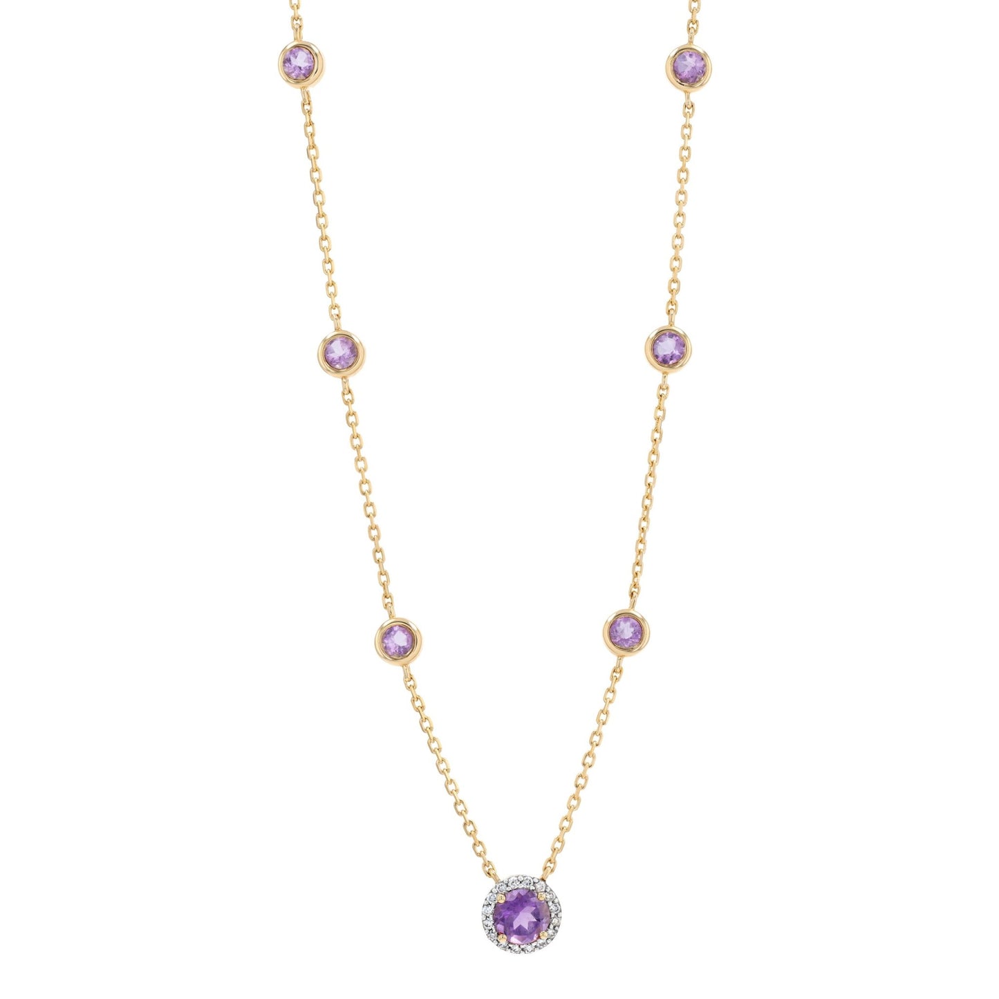 Elona Necklace in Diamond and Amethyst - 18k Gold - Lynor