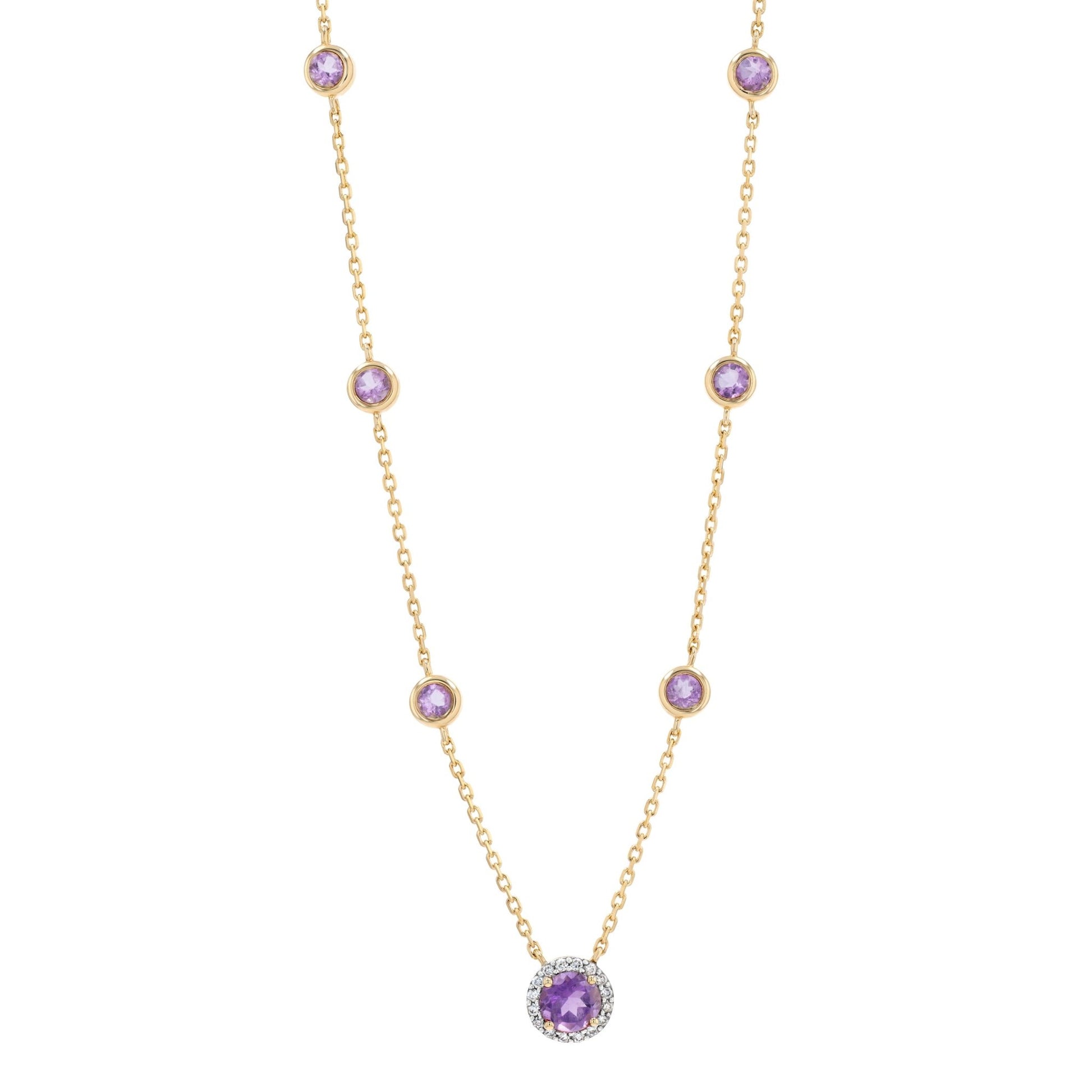 Elona Necklace in Diamond and Amethyst - 18k Gold - Lynor