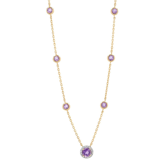 Elona Necklace in Diamond and Amethyst - 18k Gold - Lynor