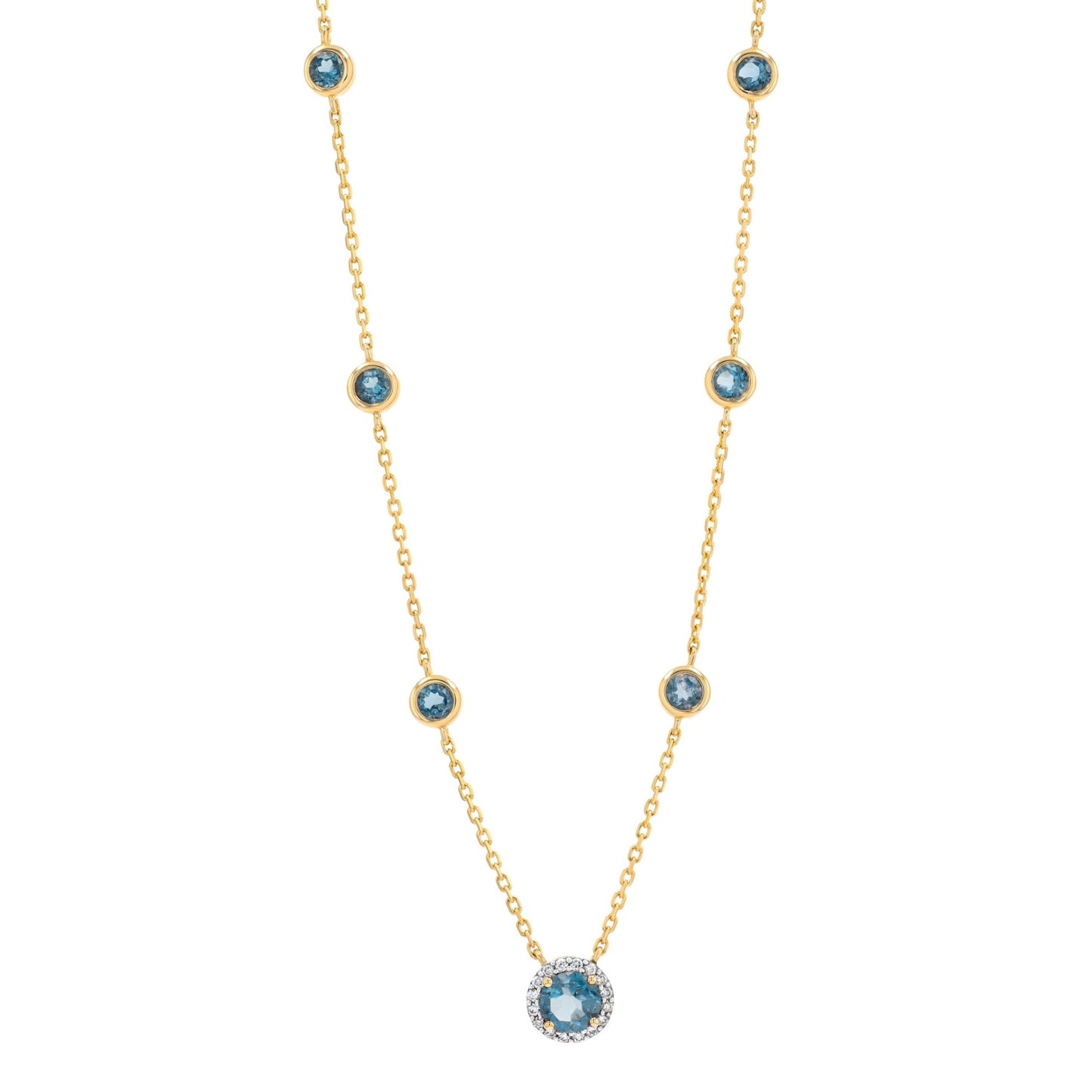 Elona Necklace in Diamond and Blue Topaz - 18k Gold - Lynor