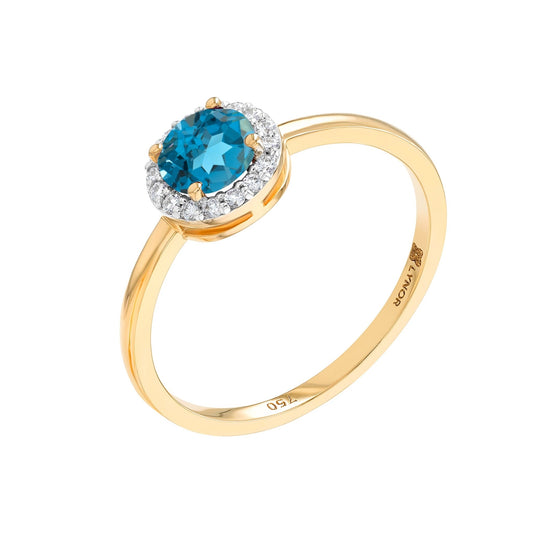 Elona Ring in Diamond and Topaz - 18k Gold - Lynor