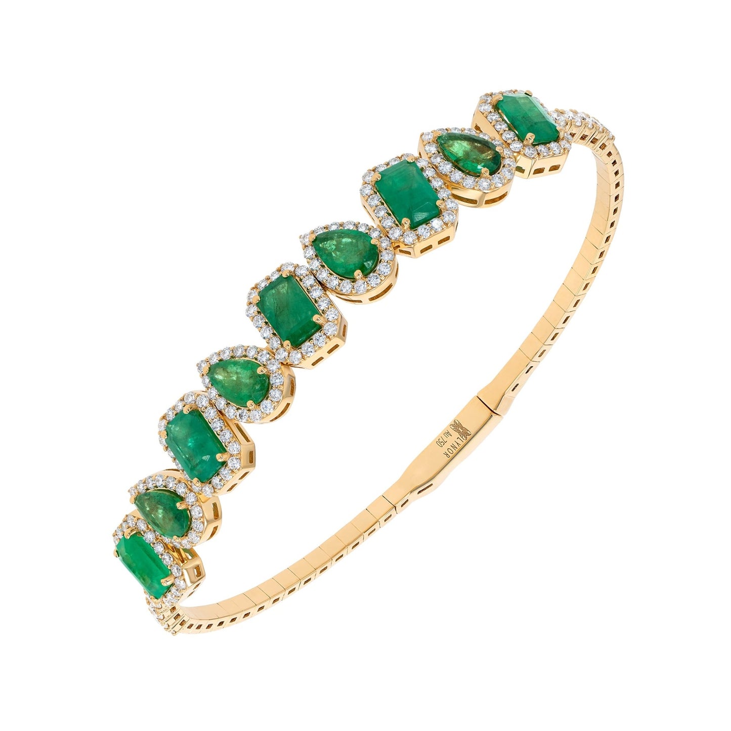 Esmeria Bangle in Diamond and Emerald - 18k Gold - Lynor